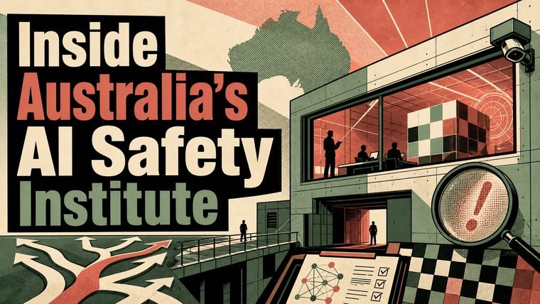 Gemini&rsquo;s pop-art screenprint of the Australia AI Safety Institute headline